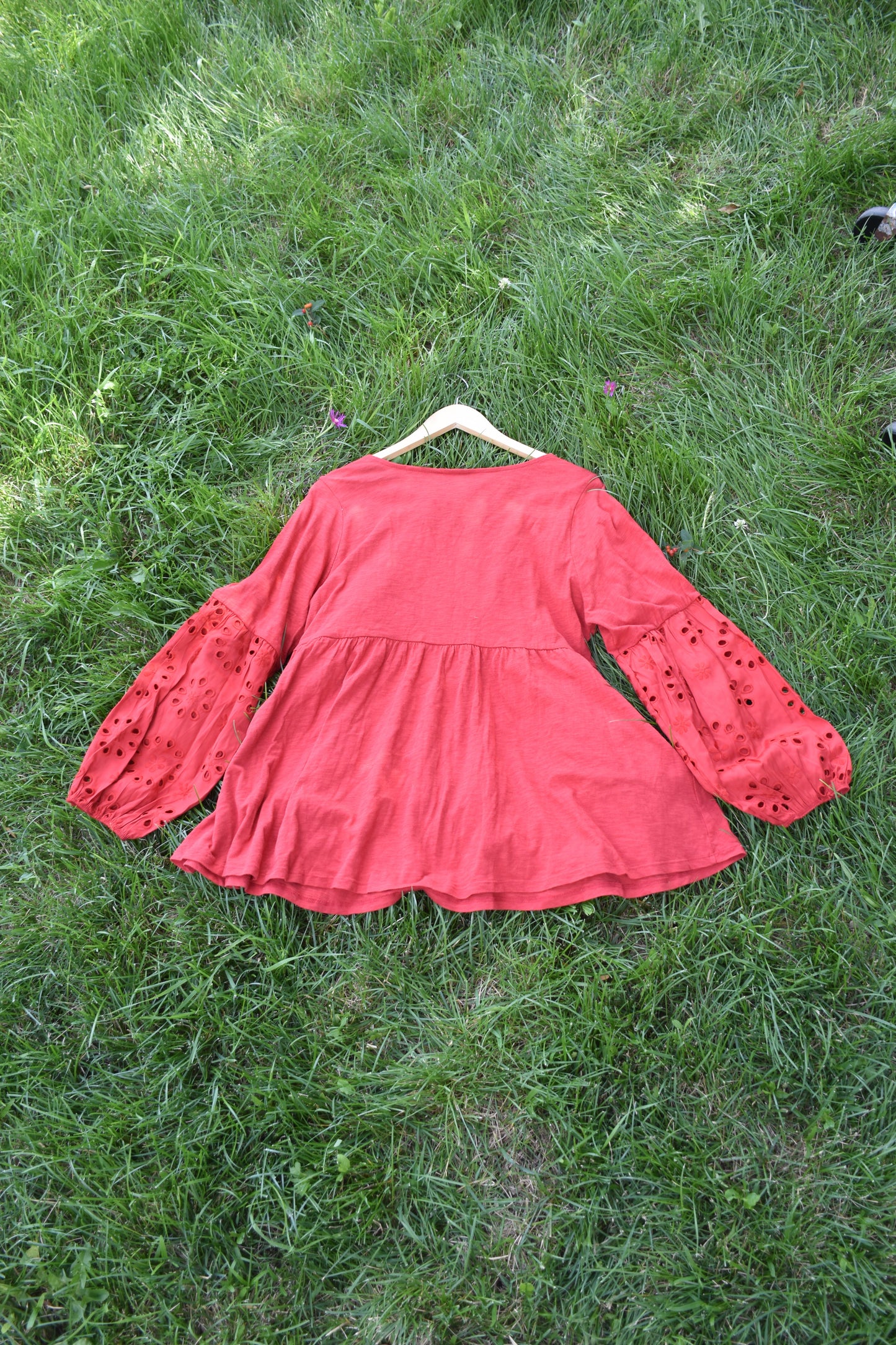 Red Orange Cinched Waist Top