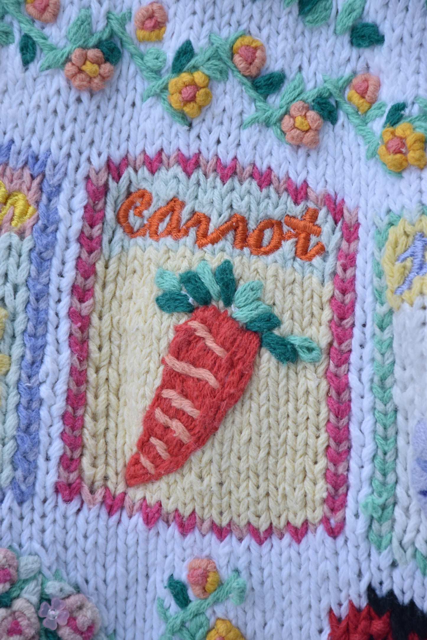 Embroidered Vintage Knit Gardening Vest