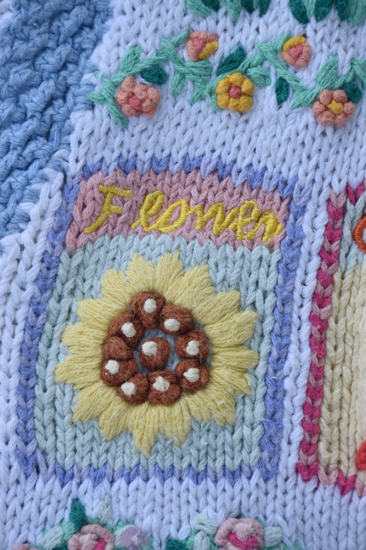 Embroidered Vintage Knit Gardening Vest