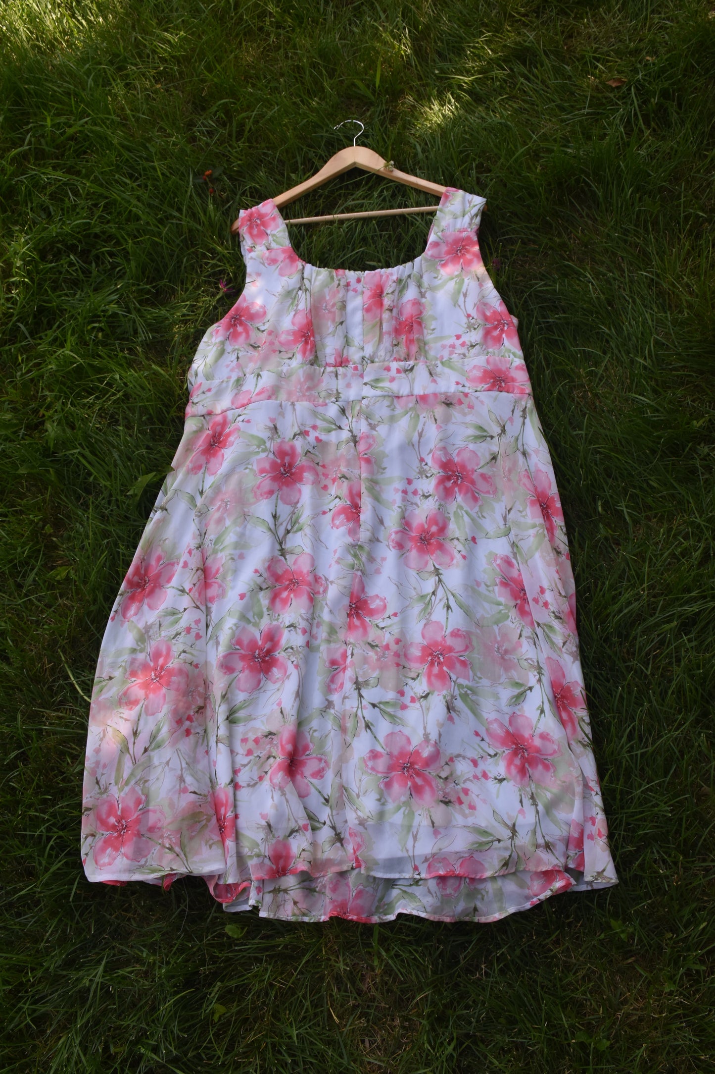 Pink and Green Floral Dress