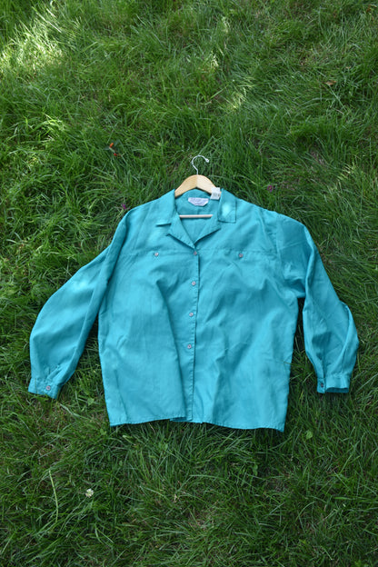 Teal Polyester Button Up