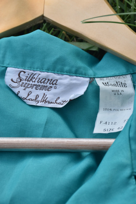 Teal Polyester Button Up