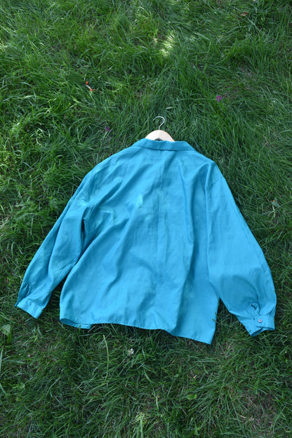 Teal Polyester Button Up