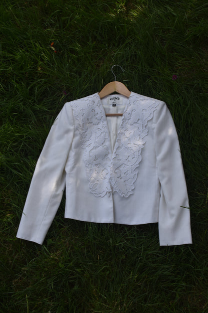 Creme Blazer with Stylized Lapel