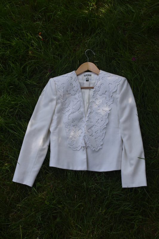 Creme Blazer with Stylized Lapel
