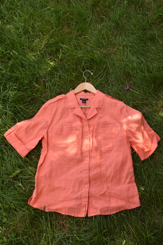 Peach Linen Button Down