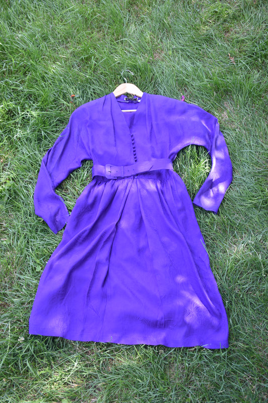 Vintage Purple Longsleeve Dress with Matching Belt