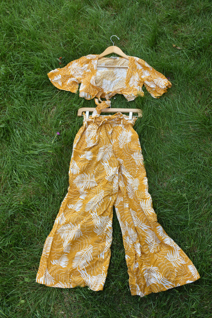 Mustard Yellow Tropical Two Piece Set