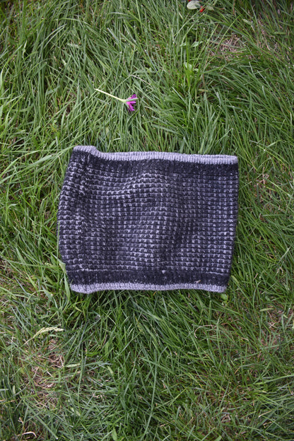 Chunky Knit Black and Grey Wool Scarf