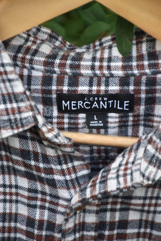 Brown Bue and Tan Long Sleeve Flannel Button Down