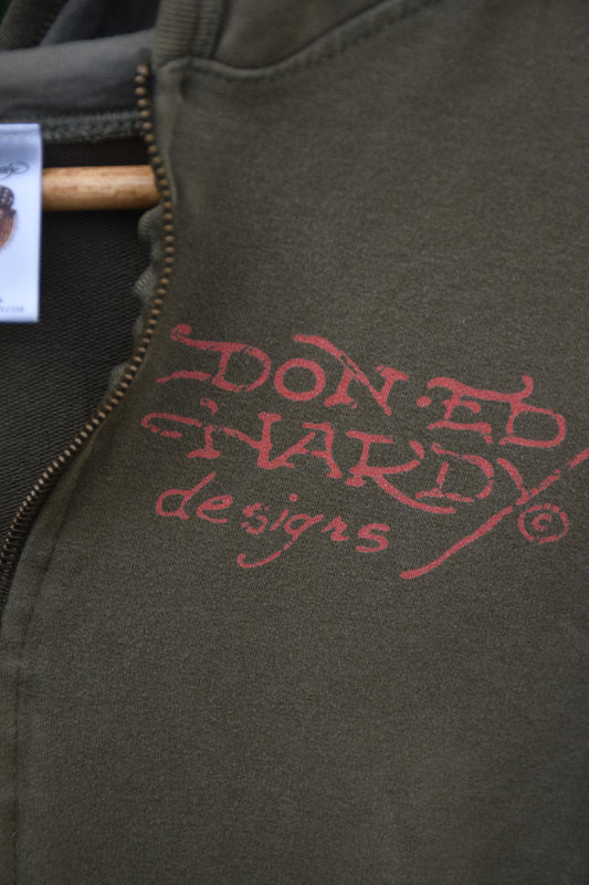 Army Green Zip Up Hoodie