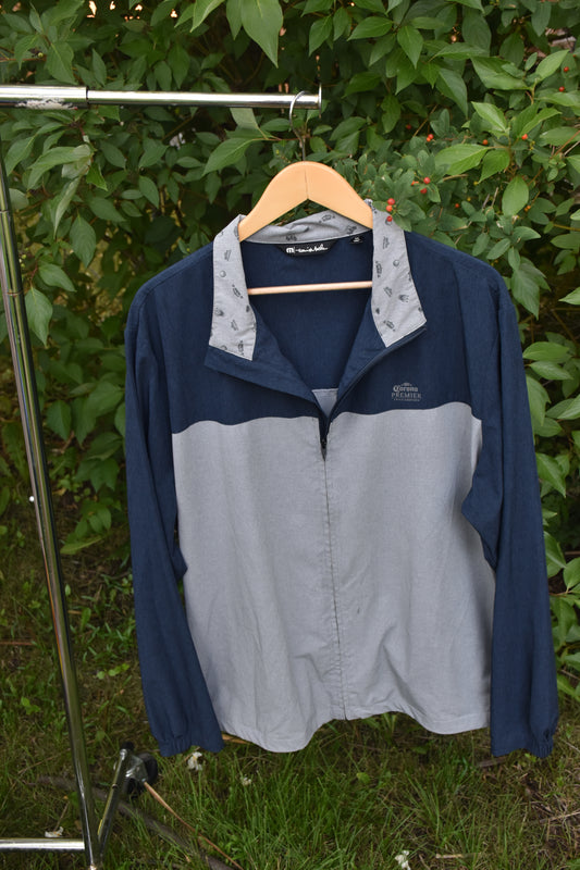 Blue and Grey Zip Up Wind Breaker
