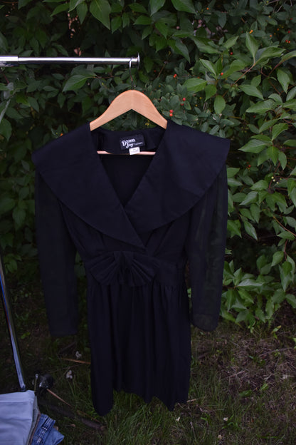 Black Structured Tea-Length Dress
