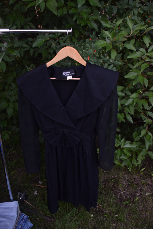 Black Structured Tea-Length Dress