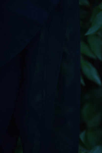 Black Structured Tea-Length Dress