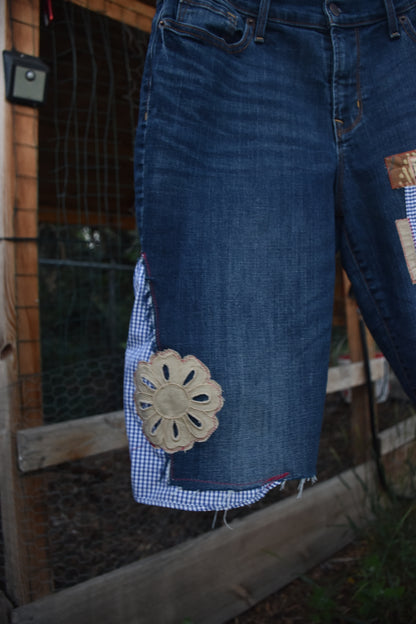 Upcycled Patched Jean Shorts