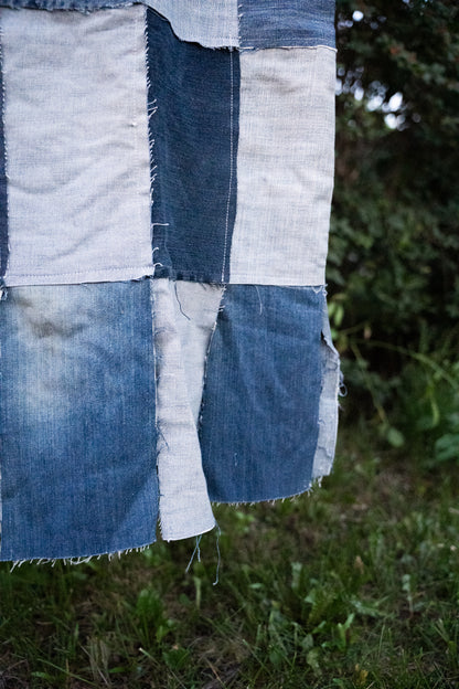 Upcycled Denim Patchwork Ankle-Length Skirt