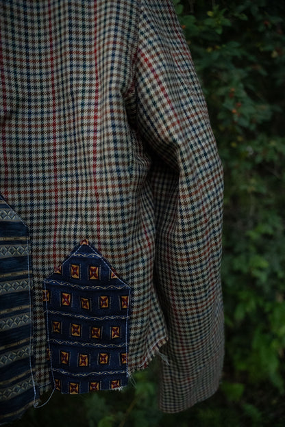 Upcycled Plaid Tie Cropped Blazer