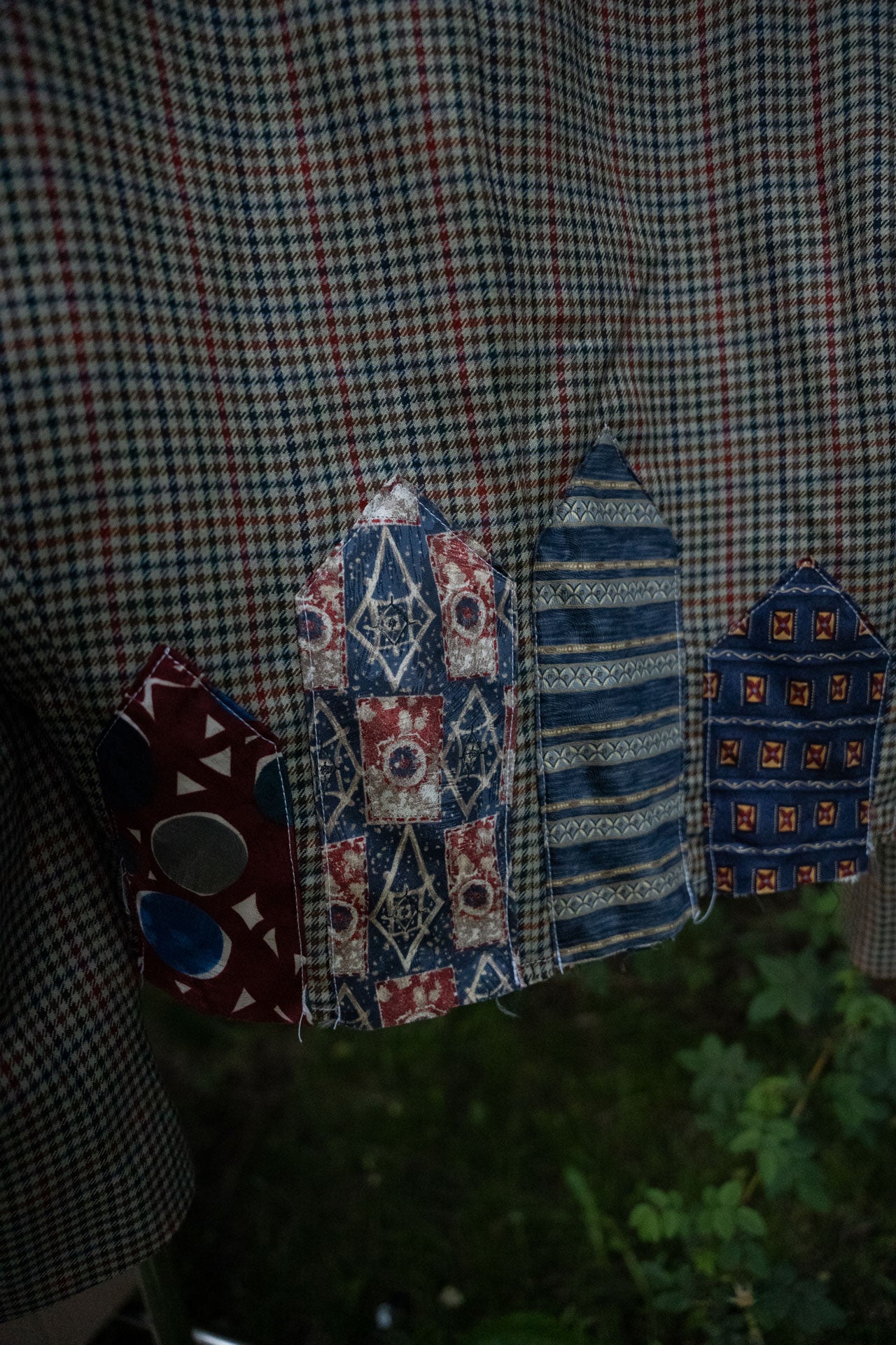 Upcycled Plaid Tie Cropped Blazer