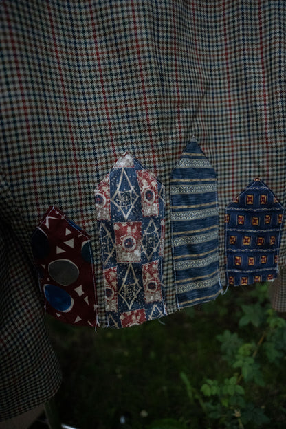 Upcycled Plaid Tie Cropped Blazer
