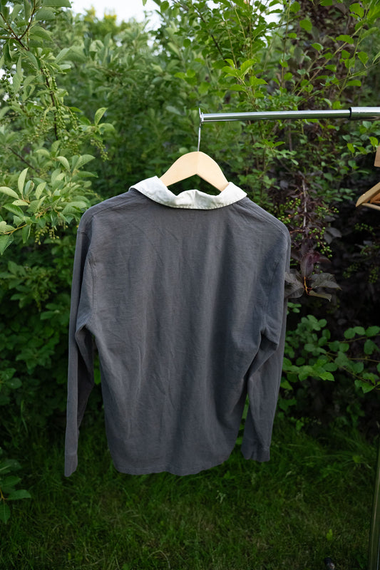 Grey Long Sleeve Shirt with White Collar