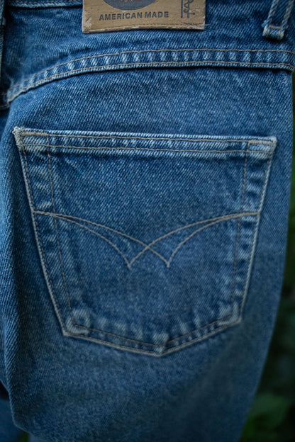 Medium Light Wash Button Fly Denim Jeans