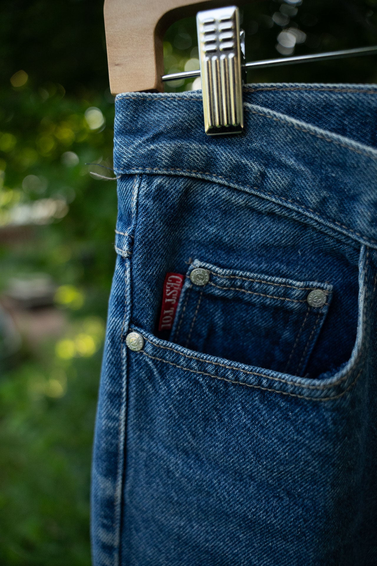 Medium Light Wash Button Fly Denim Jeans