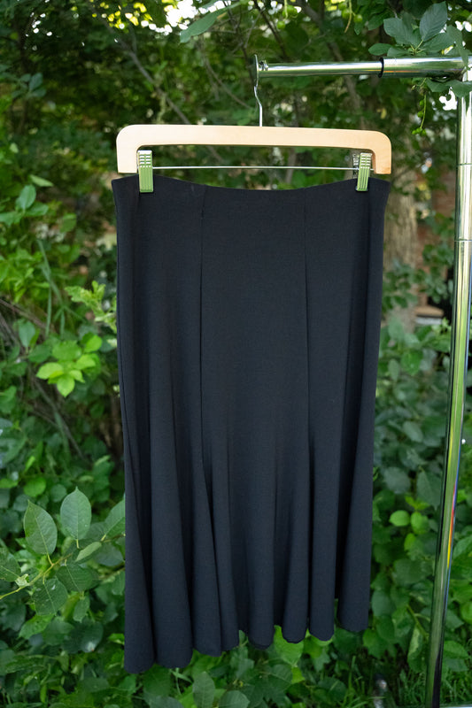80s Black Stretchy Tea Length Skirt
